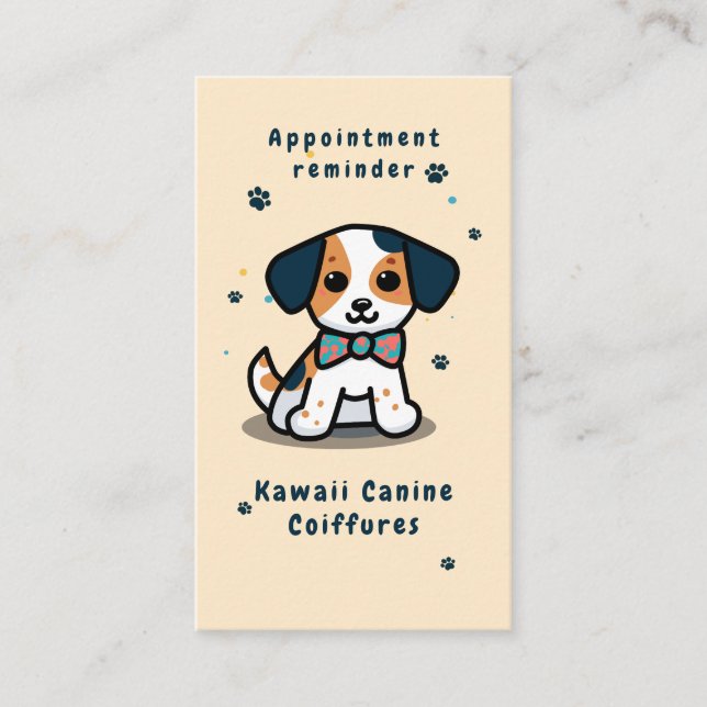 Kawaii Paws Chibi dog grooming  Appointment Card (Front)