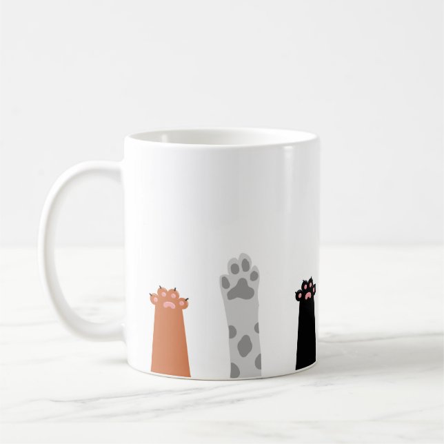 Kawaii Paws Raised  Coffee Mug (Left)