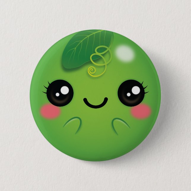 Kawaii Pea 6 Cm Round Badge (Front)