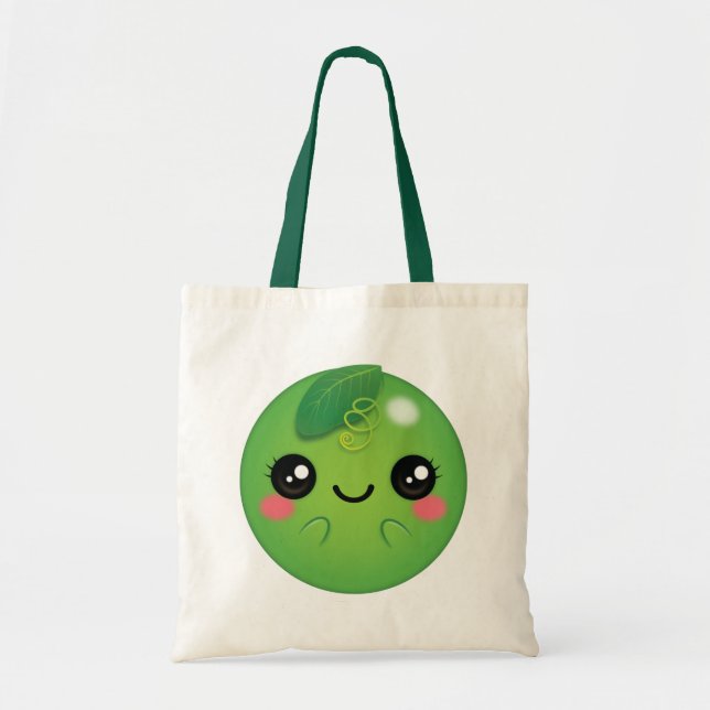 Kawaii Pea Tote Bag (Front)