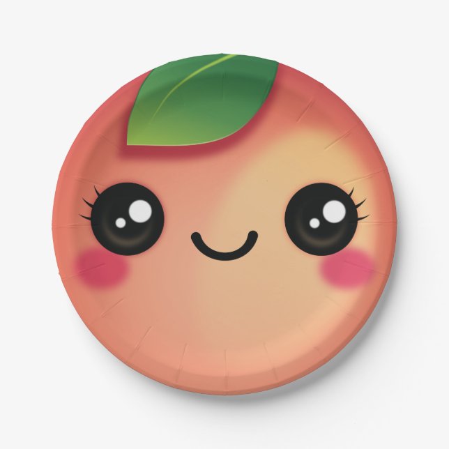 Kawaii Peach Paper Plate (Front)