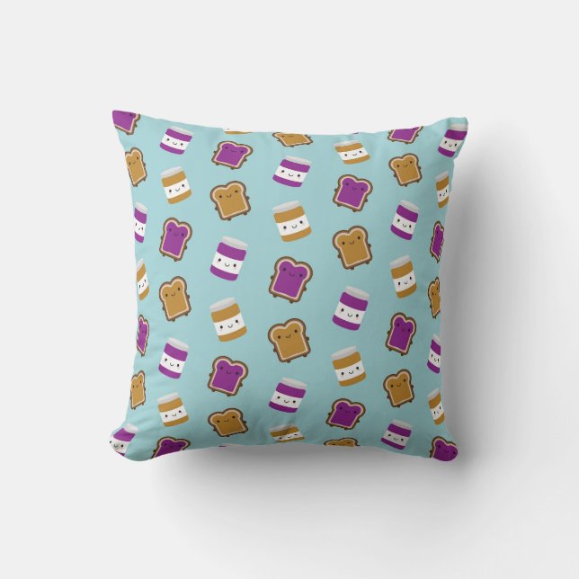 Kawaii Peanut Butter & Jelly Sandwich Couple Cushion (Front)