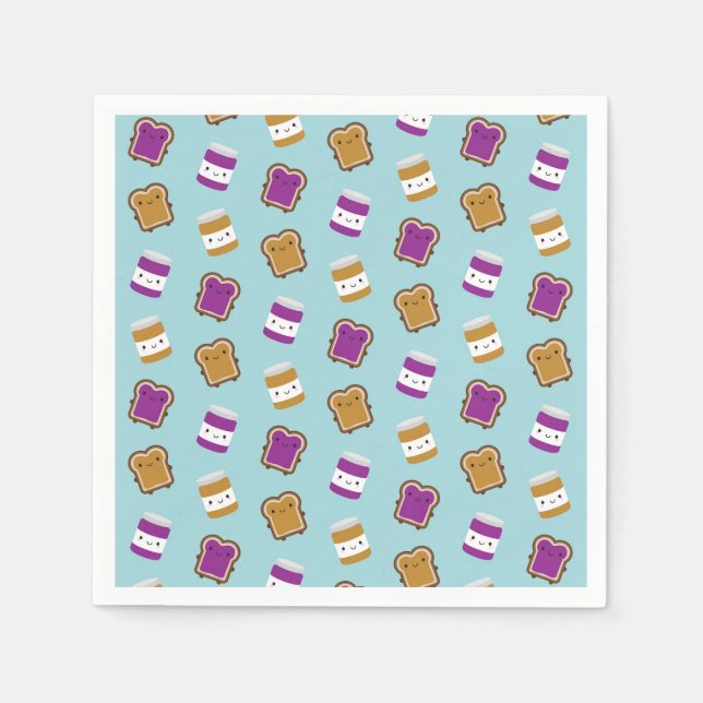 Kawaii Peanut Butter & Jelly Sandwich Couple Napkin (Front)