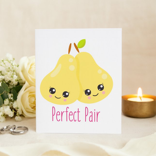 Kawaii Pear Couple Perfect Pair Funny Pun Invitation (Creator Uploaded)