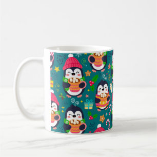 Kawaii Penguin Cocoa Pattern Coffee Mug