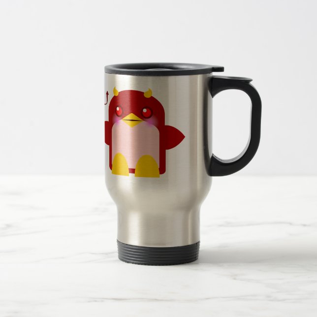 Kawaii Penguin Devil Halloween Travel Mug (Right)