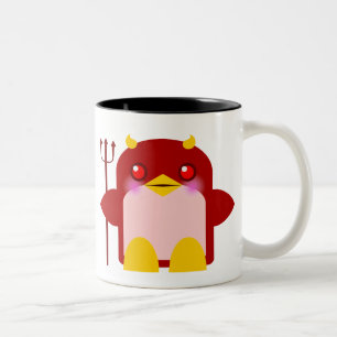 Kawaii Penguin Devil Halloween Two-Tone Coffee Mug