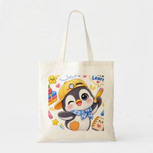 Kawaii Penguin Let's Learn Back to School Tote Bag