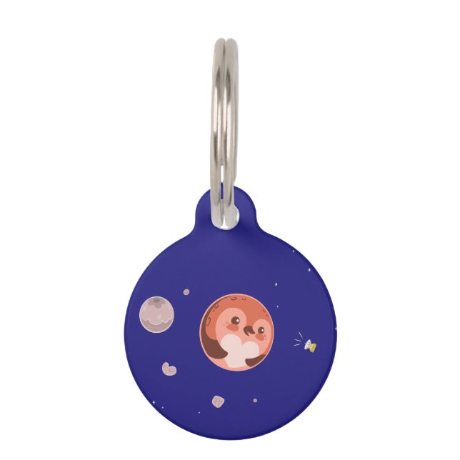 Kawaii Penguin Planet Pluto Pet Tag (Front)