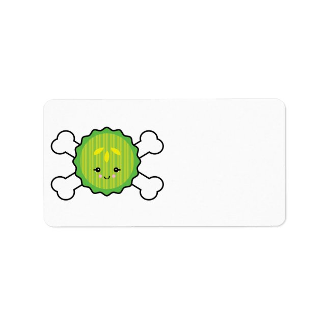 kawaii pickle slice and crossbones design label (Front)