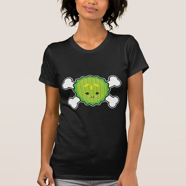kawaii pickle slice and crossbones design T-Shirt (Front)
