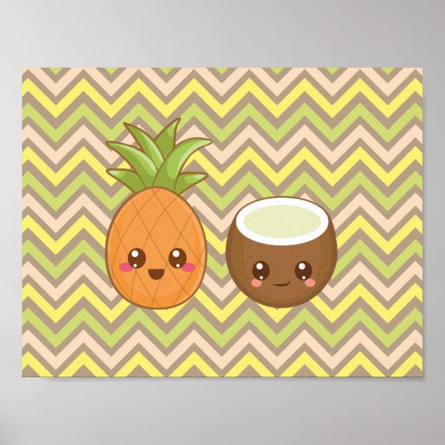 Kawaii Pineapple Coconut Poster (Front)