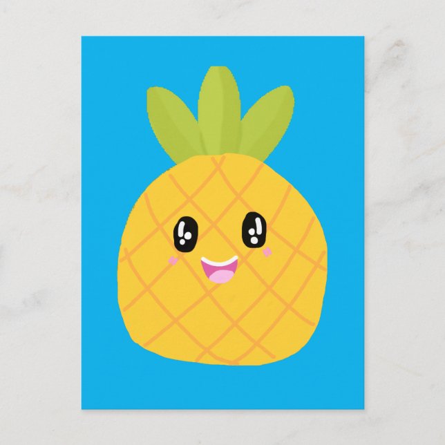 Kawaii Pineapple Cute Tropical Postcard (Front)