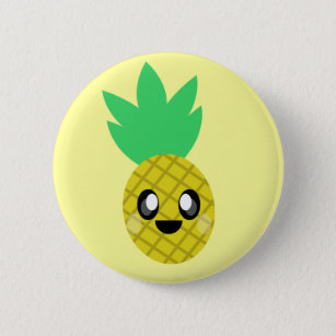 kawaii pineapple fruit face so happy cute 6 cm round badge