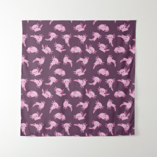 Kawaii Pink Axolotl Tapestry