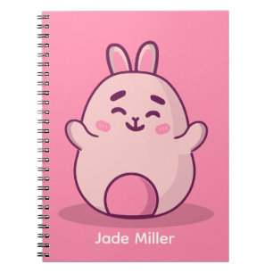 Kawaii Pink Bunny Personalised Name Notebook