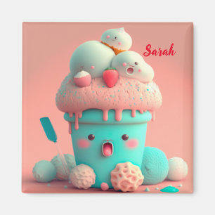 Kawaii pink cute ice cream cup magnet