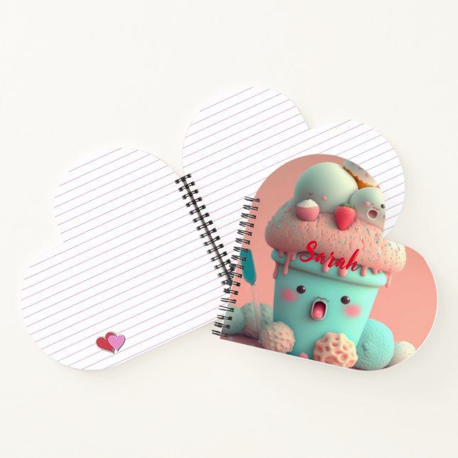 Kawaii pink cute ice cream  notebook (Inside)