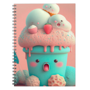 Kawaii pink cute ice cream  notebook
