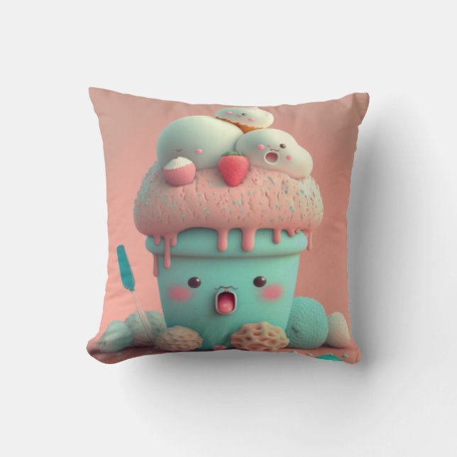 Kawaii pink cute ice cream  notebook cushion (Front)