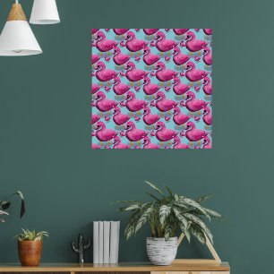 Kawaii Pink Duck Pattern – Adorable Aesthetic Maxi Poster