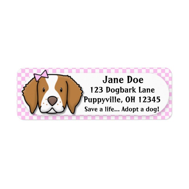 Kawaii Pink Gingham Brittany Spaniel (Front)