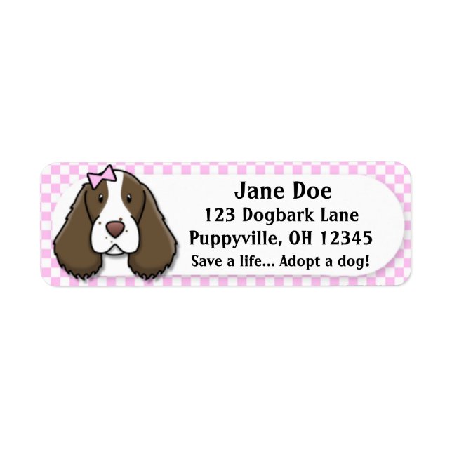 Kawaii Pink Gingham English Springer Spaniel (Front)