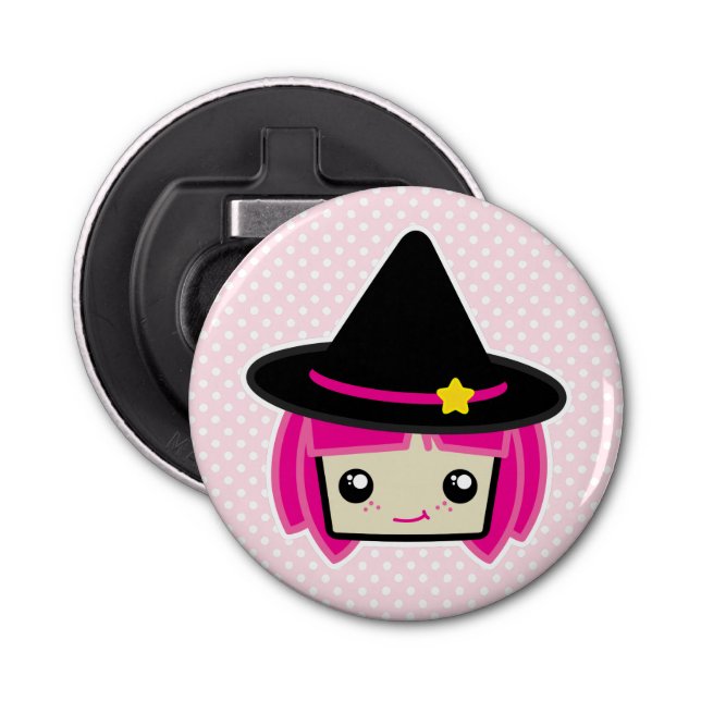 Kawaii Pink Haired Witch Bottle Opener (Front)
