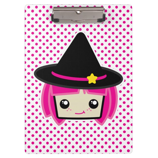 Kawaii Pink Haired Witch Clip Board (Front)