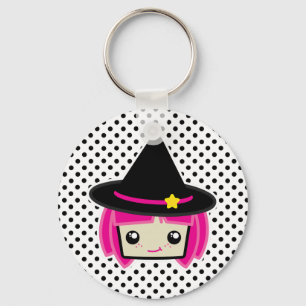 Kawaii Pink Haired Witch Keychain