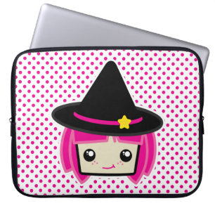 Kawaii Pink Haired Witch Laptop Sleeve