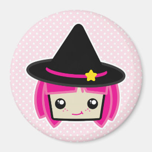 Kawaii Pink Haired Witch Magnet