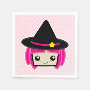 Kawaii Pink Haired Witch Napkins