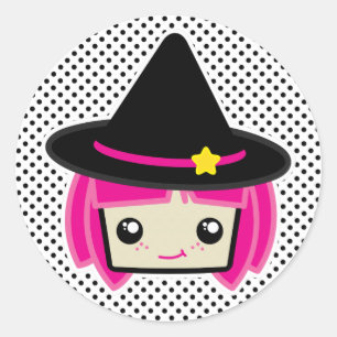 Kawaii Pink Haired Witch Stickers