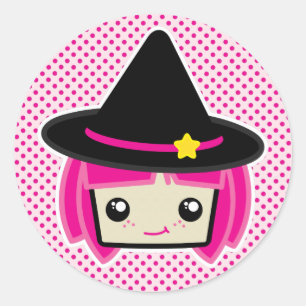 Kawaii Pink Haired Witch Stickers