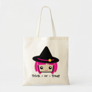 Kawaii Pink Haired Witch Tote Bag