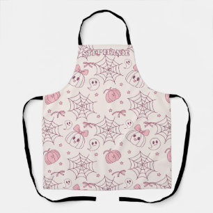 Kawaii Pink Halloween Ghosts & Pumpkin (2) Apron