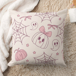 Kawaii Pink Halloween Ghosts & Pumpkin (2) Cushion