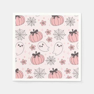 Kawaii Pink Halloween Ghosts & Pumpkins Napkin