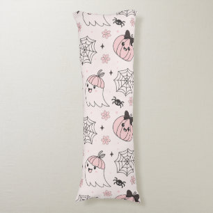 Kawaii Pink Halloween Pattern with Ghost, Pumpkin Body Cushion