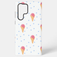 Kawaii pink ice cream on white