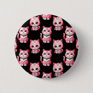 Kawaii Pink Kitty Cats Design 6 Cm Round Badge
