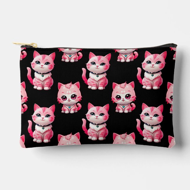 Kawaii Pink Kitty Cats Design  Accessory Pouch (Front)