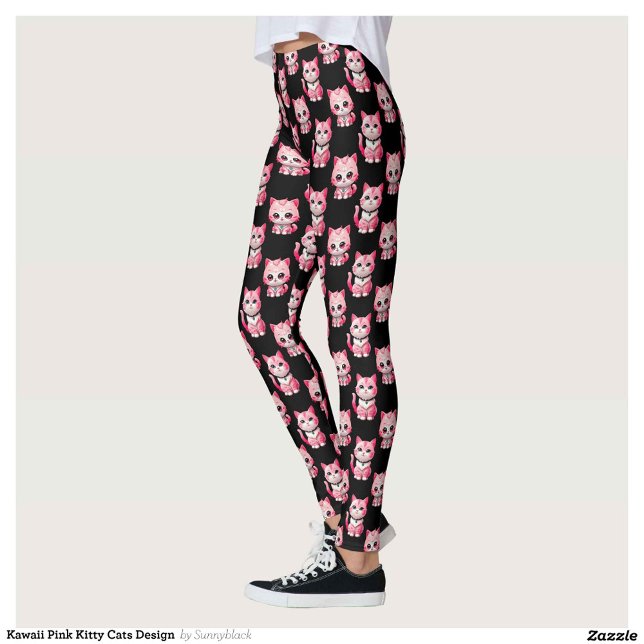 Kawaii Pink Kitty Cats Design  Leggings (Creator Uploaded)