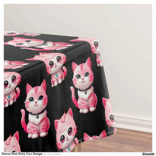 Kawaii Pink Kitty Cats Design Tablecloth