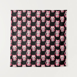 Kawaii Pink Kitty Cats Design  Tapestry