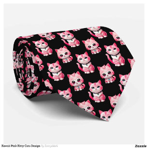 Kawaii Pink Kitty Cats Design Tie