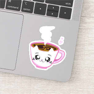 Kawaii pink kitty Cup of coffee