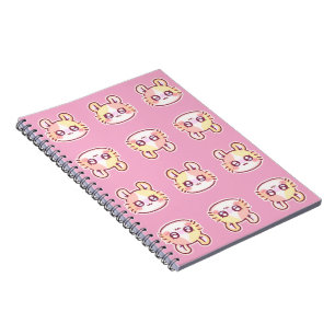 Kawaii Pink Kitty Pattern Spiral Notebook