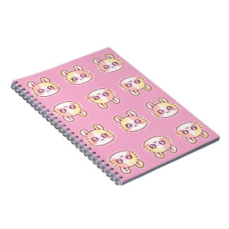Kawaii Pink Kitty Pattern Spiral Notebook